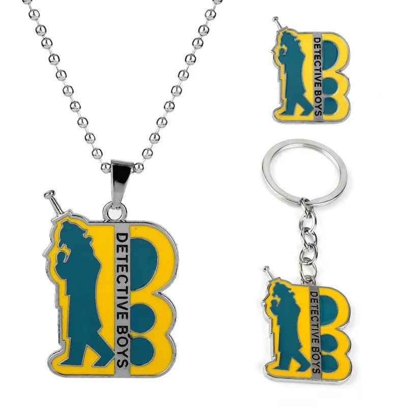 New Detective Conan Enamel Pin Cosplay Brooches Character Pendant Keychain Men's Car Accessories Creative Key Holder Gift