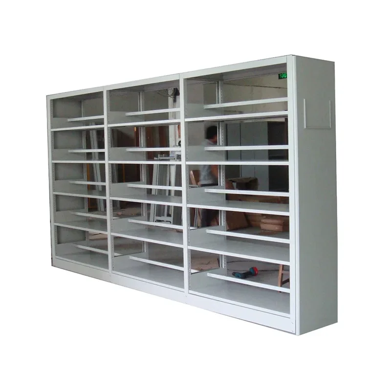

High Quality New Wooden Design Book Shelf/Double Sides Metal Frame Book Shelves/School Steel Library Book Shelf