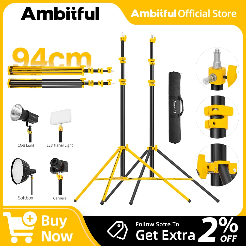 AMBITFUL GM280Y 280cm Professional Air Cushioned Light Stand 10Kg Heavy Load Studio Light Stand For Camera Softbox Tripods