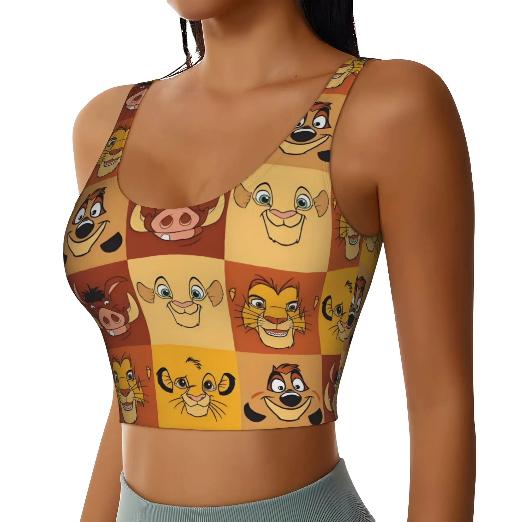 Custom Liones Anime Kinges Workout Crop Tank Tops Women's Seamless Hakuna Matata Simba Running Yoga Sports Bras