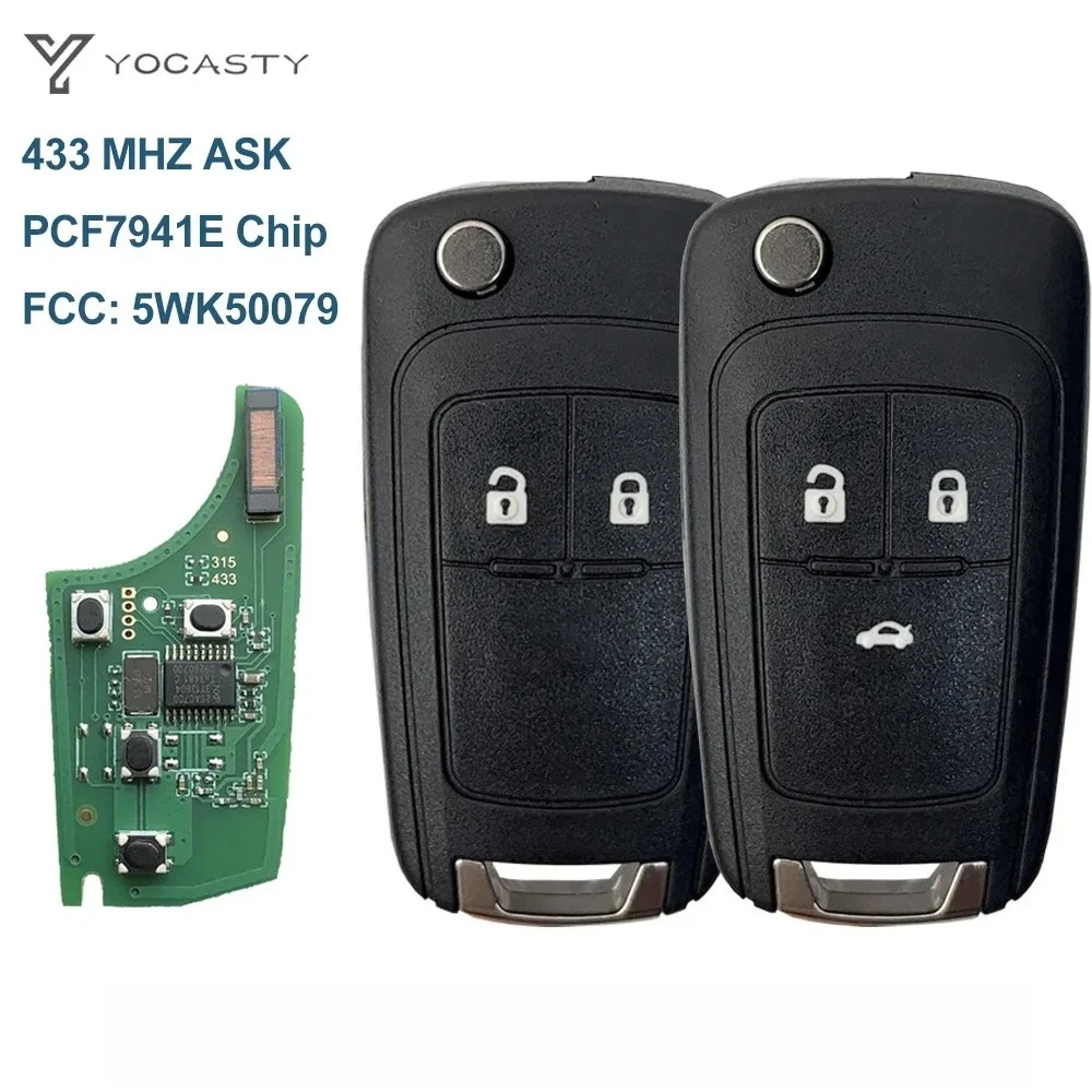 YOCASTY 433MHz PCF7941E Remote Flip Car Key For 2009 - 2017 Chevrolet Opel Vauxhall Astra J Corsa Tourer Insignia E Zafira Mokka