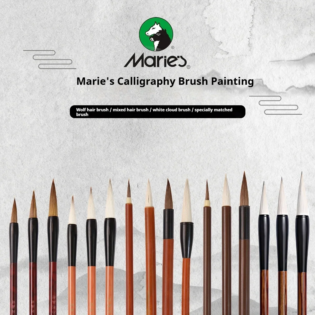Marie's 3pcs Calligraphy Brushes, Traditional Premium Wolf/goat Hair Writing Brushes, Suitable for Chinese Calligraphy