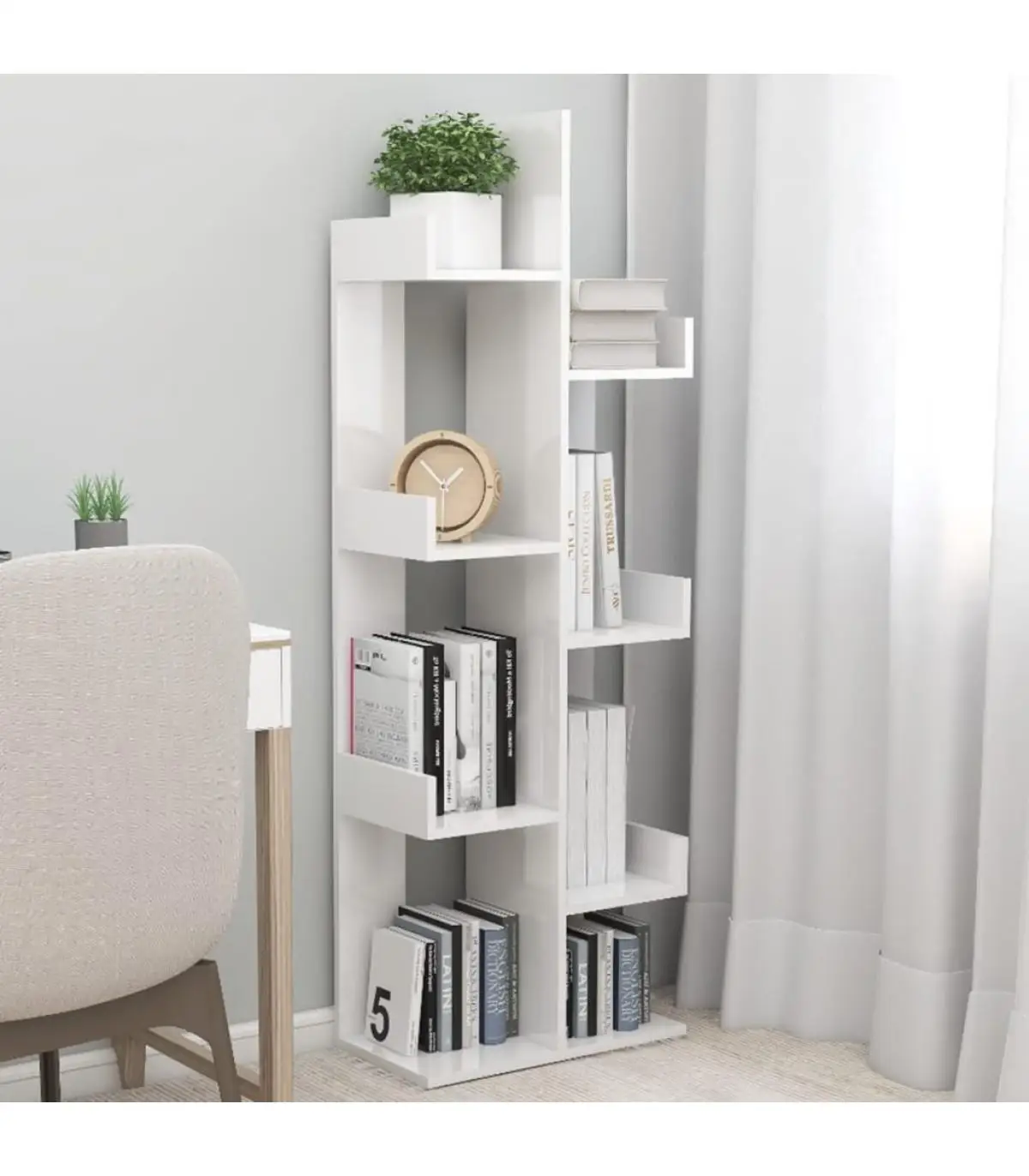 48x25,5x140 cm glossy white chipboard bookcases and bookcases