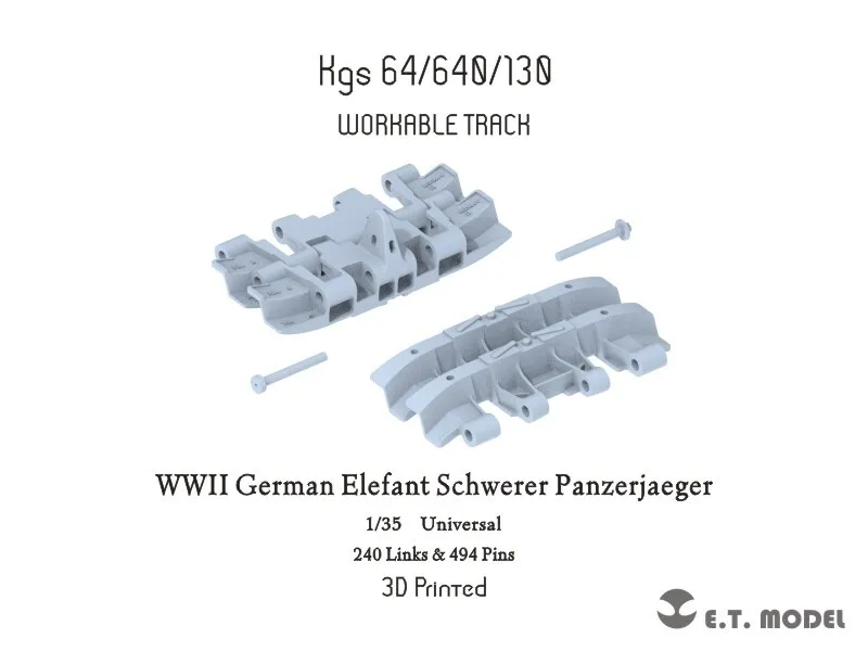 E.T. MODEL 1/35 3D Printed Workable Track Set for German Elefant (Kgs 64/640/130)