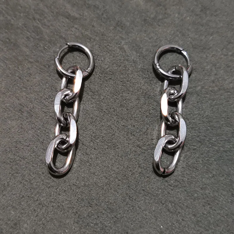 Punk Chain Shape Metal Dangle Earrings for Women Hip Hop Vintage Creative Cool Trendy Drop Earrings Kpop Statement Jewelry view 2