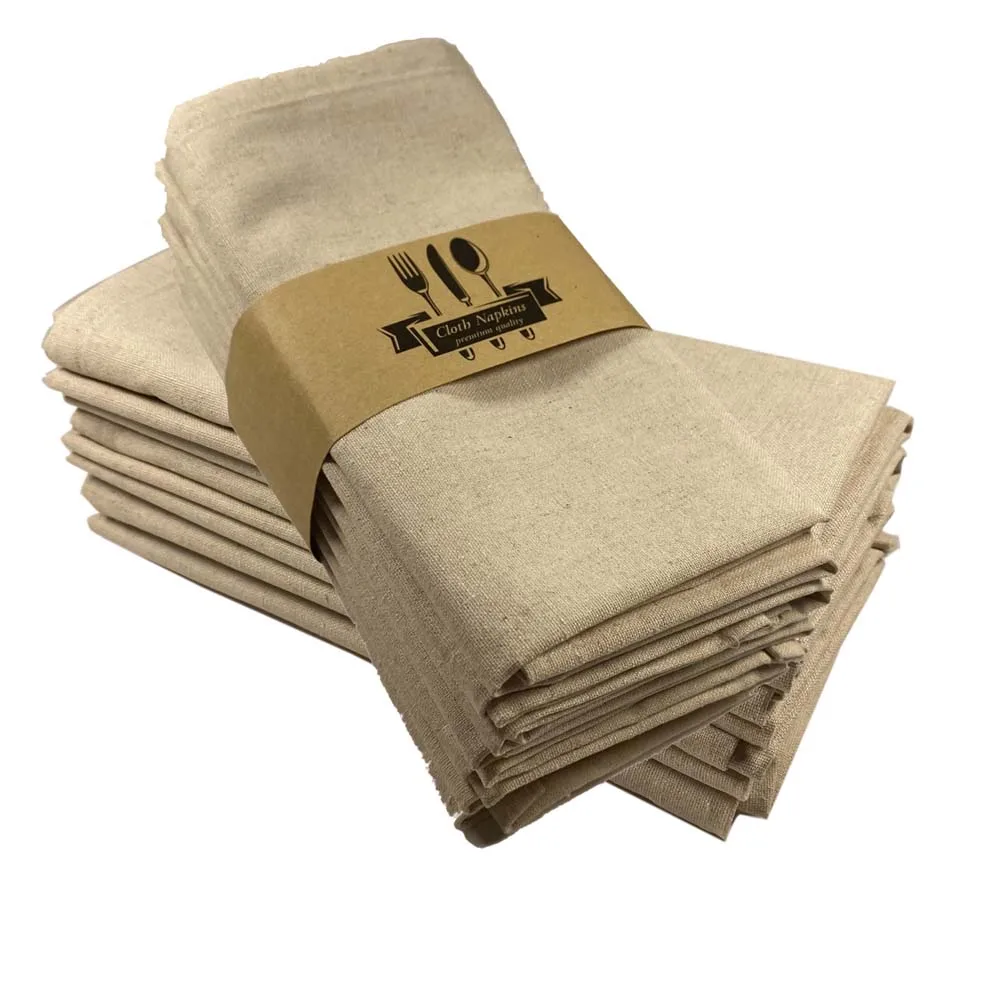 Set of 6 40x40cm Linen Napkin Square Cotton Cloth for Hotel Kitchen Home Restaurant Placemat Wedding Party Decoration