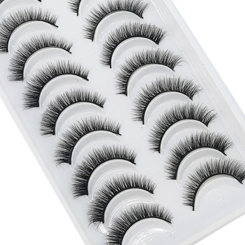 HBZGTLAD 10 pares de pestañas postizas largas naturales 3D pestañas postizas cruzadas suaves y esponjosas pestañas de Manga maquillaje de extensión de pestañas naturales tenues
