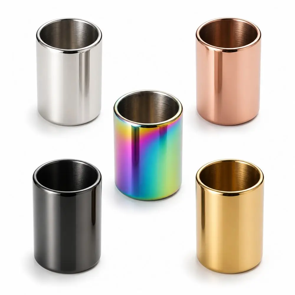 Stainless Steel Fruit Fork Holder Minimalist European Style Cylindrical Structure Toothpick Holder Titanium Plated Finish