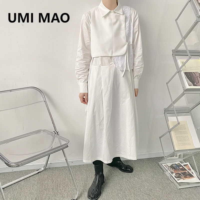 UMI MAO Yamamoto Dark Men's Japanese Layup Fake Two Piece Long Personalized Shirts Stage Costume Small Designer Style Femme