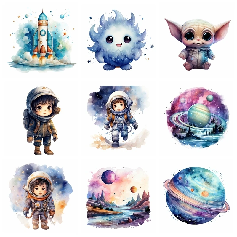 

15CM Cartoon Cute Astronaut Dream Heat Transfer washable clothing print Iron On clothing Patches T-shirt DIY Decoration