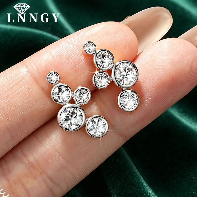 lnngy-14k-gold-filled-bubble-style-5-stone-earring-certified-bezel-set-5mm-moissanite-stud-earring-temperament-jewelry-gift