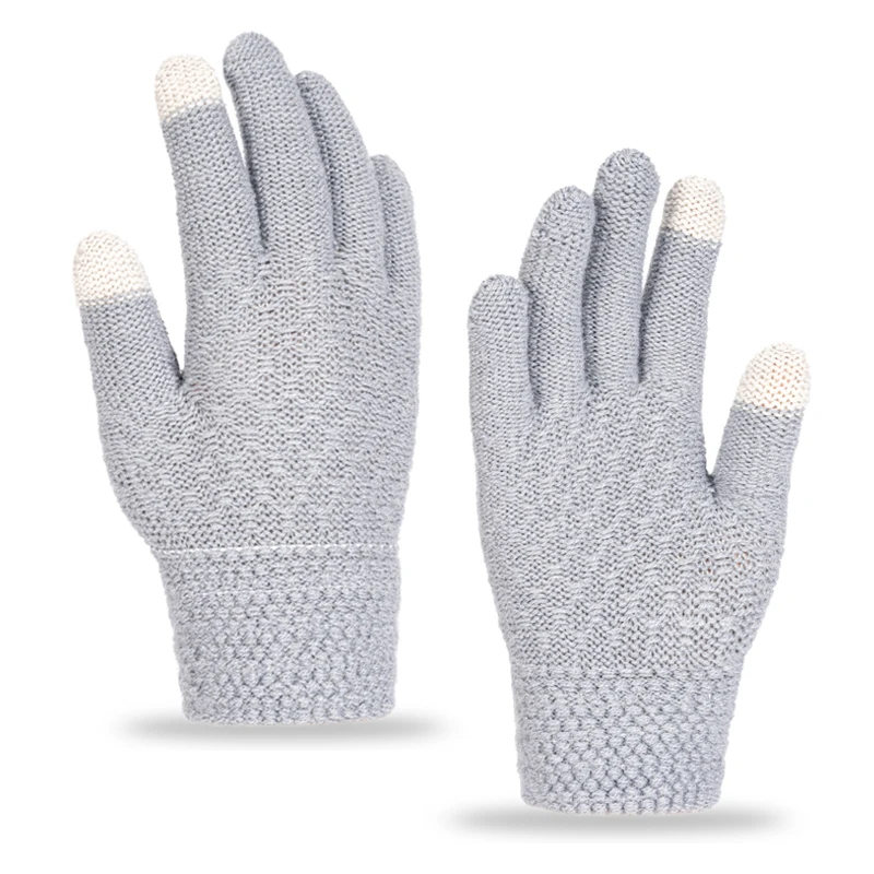 

A pair of pineapple patterned men's and women's velvet knitted warm and cold resistant cycling yarn gloves