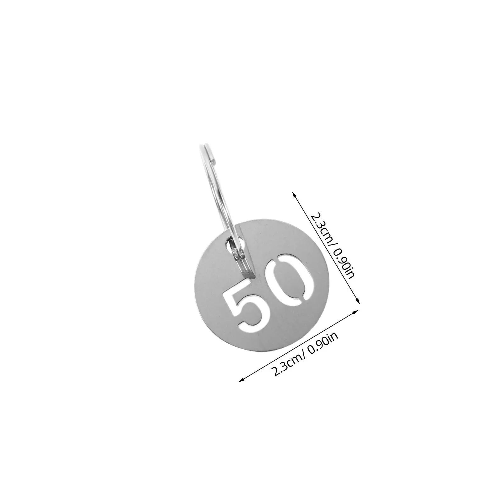 50Pcs Stainless Steel Hollow Number Tags Round Metal Keychains 1-50 Number Coding Tags Key Locker Identifier Metal Keychain Tag
