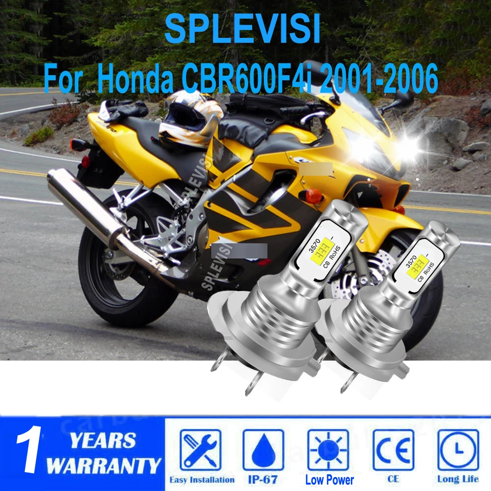 

H7 Motorcycle Led White Headlight -1:1 Size 6000K Plug and Play led Bulb For Honda CBR600F4i 2001 2002 2003 2004 2005 2006