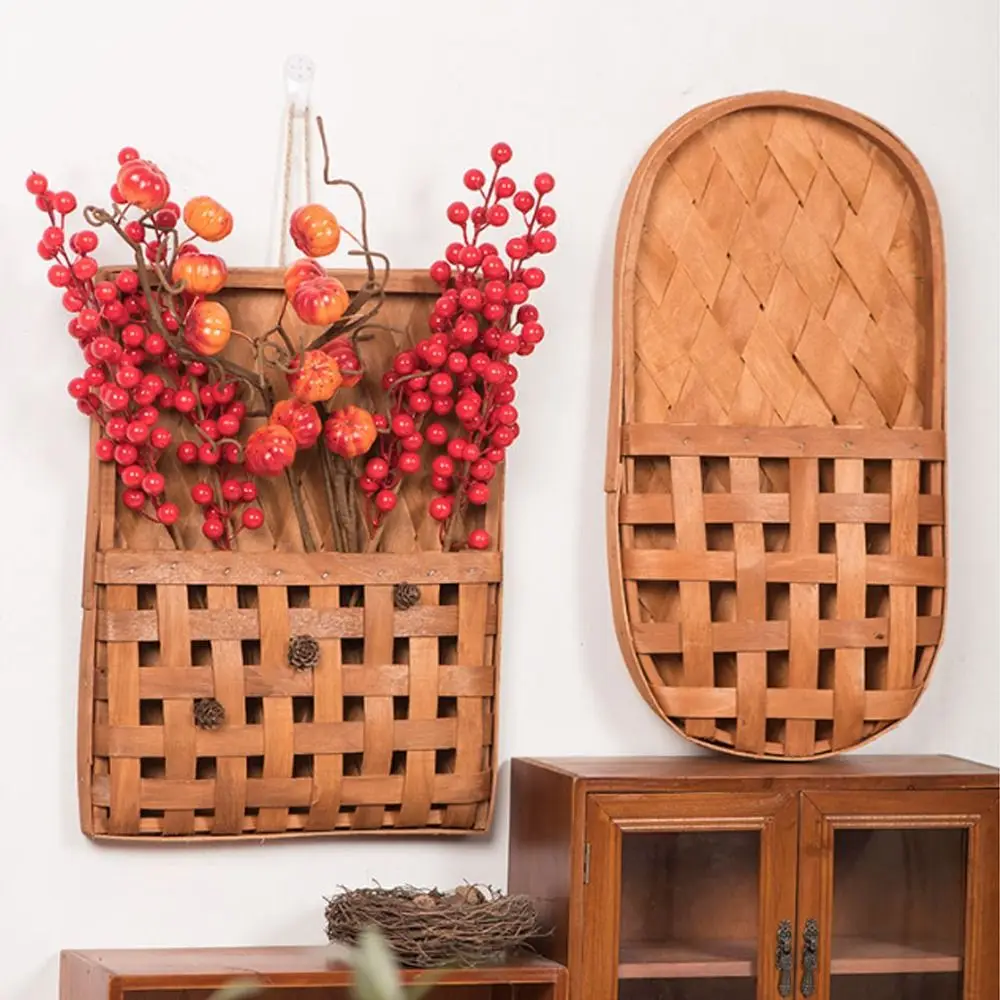 

Креативная деревянная подвесная корзина для цветов ручной работы, портативная корзина для хранения, модный держатель для искусственных растений для балкона, гостиной