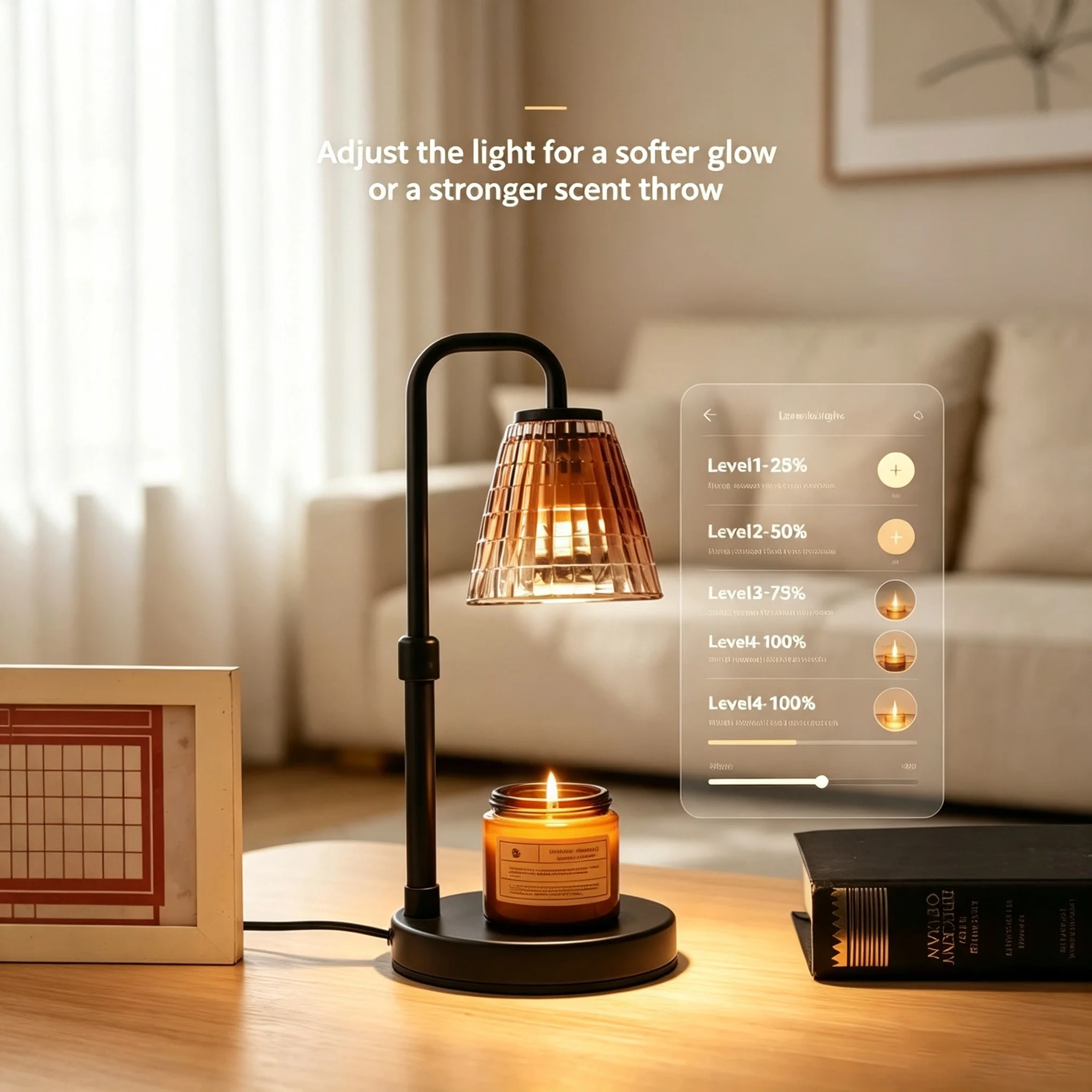 Safe Flameless Candle Warmer Lamp with Dimmable Light, Clear Glass Wax Melting Lamp, Constant Temperature Aroma Wax Holder, Built-in Filter, Home Decor Lamp, Holiday Gift for Her