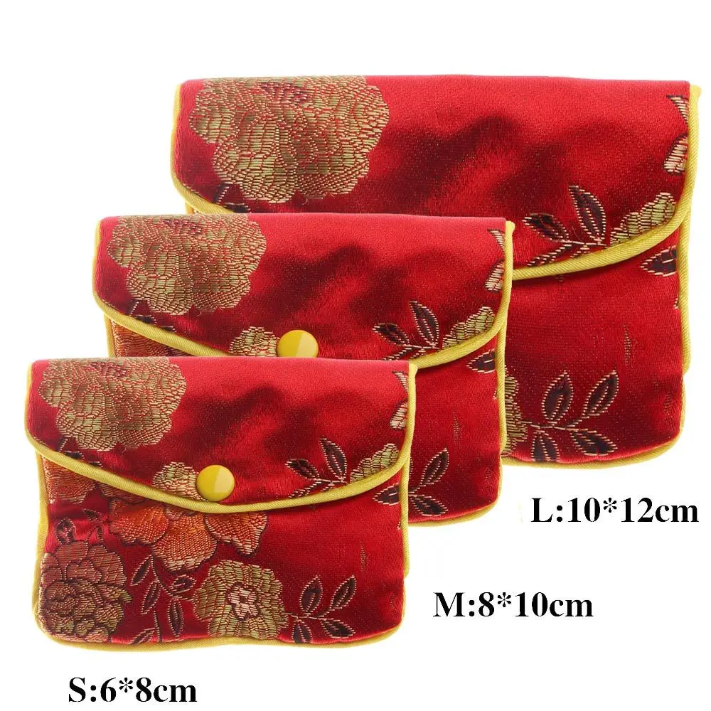 Silk Embroidery Gifts Beads Snap Floral Chinese Buckle Brocade Handmade Handbags Wallet Jewelery Storage Jewelery Bag