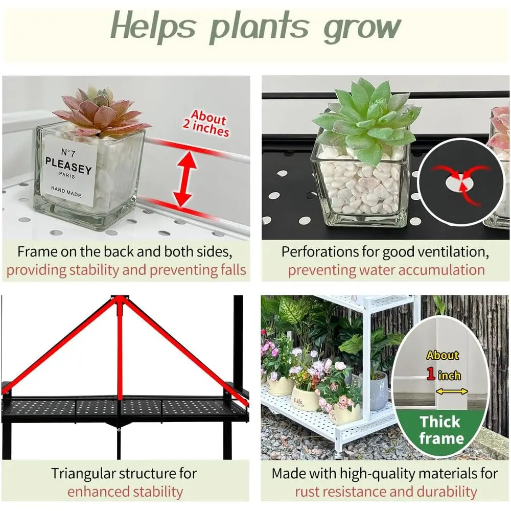 4-Tier Foldable Plant Stand with Wheels, Indoor/Outdoor Use, Easy Pot Placement, Sturdy and Fall-Proof for Storage and Flowers (