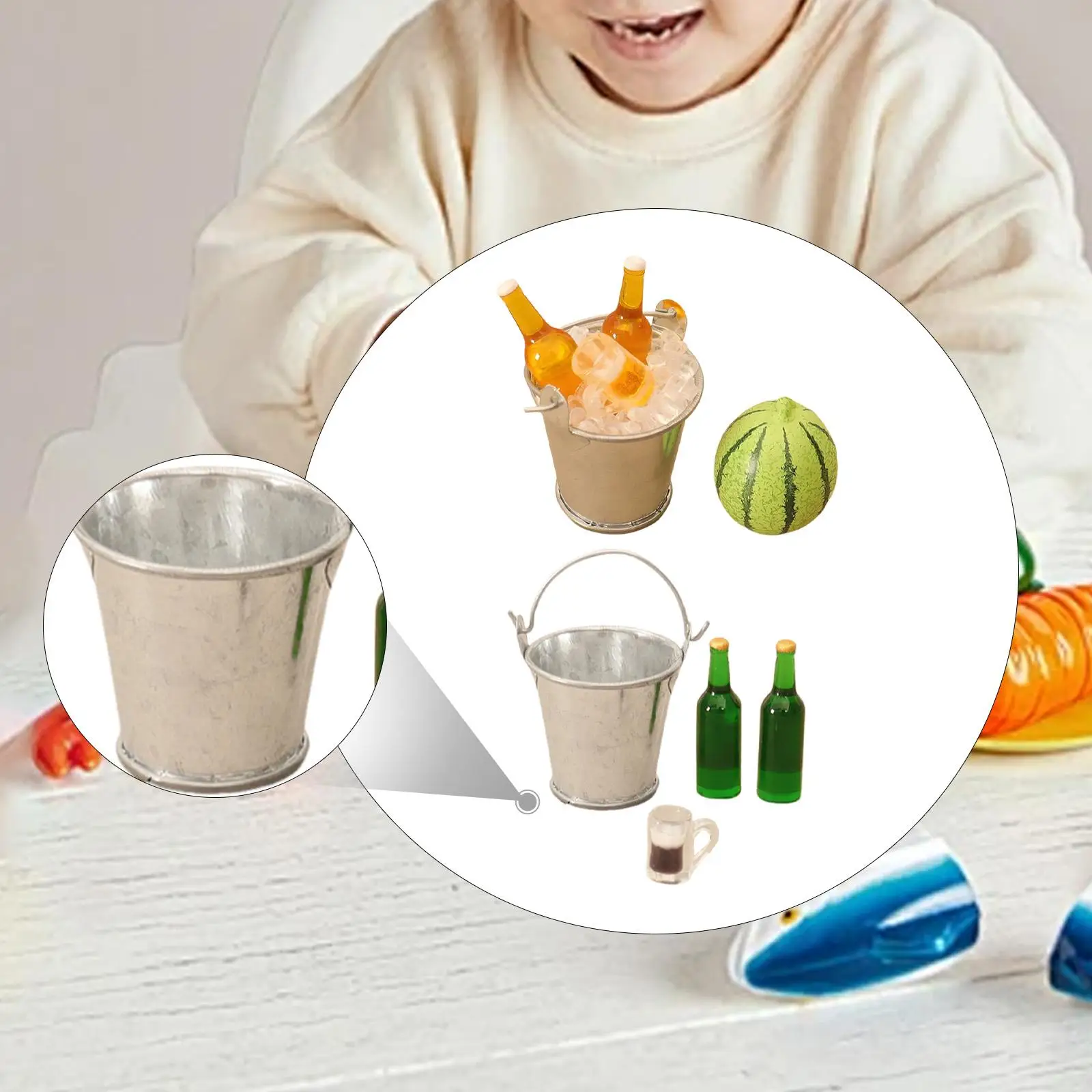 1/12 أكواب البيرة مجموعة الزجاجات نموذج شرب التبريد دلو لعبة المشروبات الديكور للمنمارسة