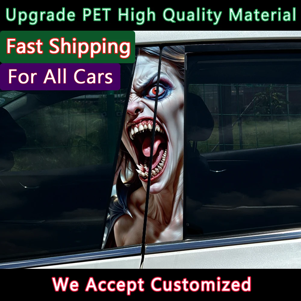 

Gothic Skull Auto B-pillar Stickers Car Center Column Decoration Cover Scratches Waterproof Decals Car Accessories