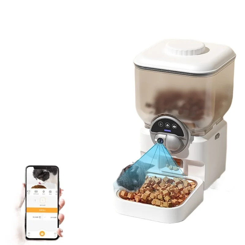 

Intelligent visual cat and dog automatic feeder, rechargeable monitoring feeder with pitch timing