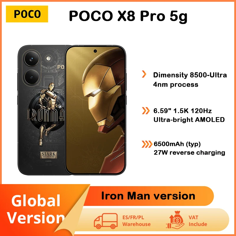 POCO X8 Pro (version Iron Man) - Smartphone 6,59 " Dimensity 8500-Ultra, batterie 6500 mAh, capteur Sony IMX882 50MP avec OIS