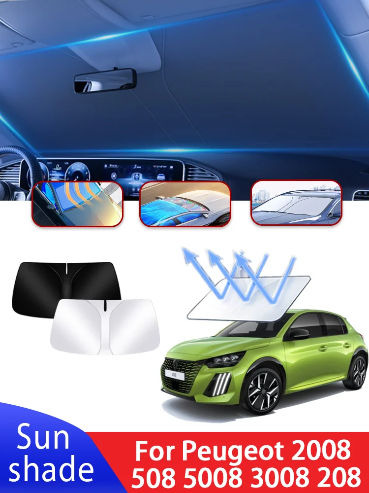 Auto-Sonnenblende für Peugeot 2008 508 5008 3008 208 2008~2005, Frontscheiben-Sonnenschutz, Wärmeisolierung, Sommerzubehör – Detail 1