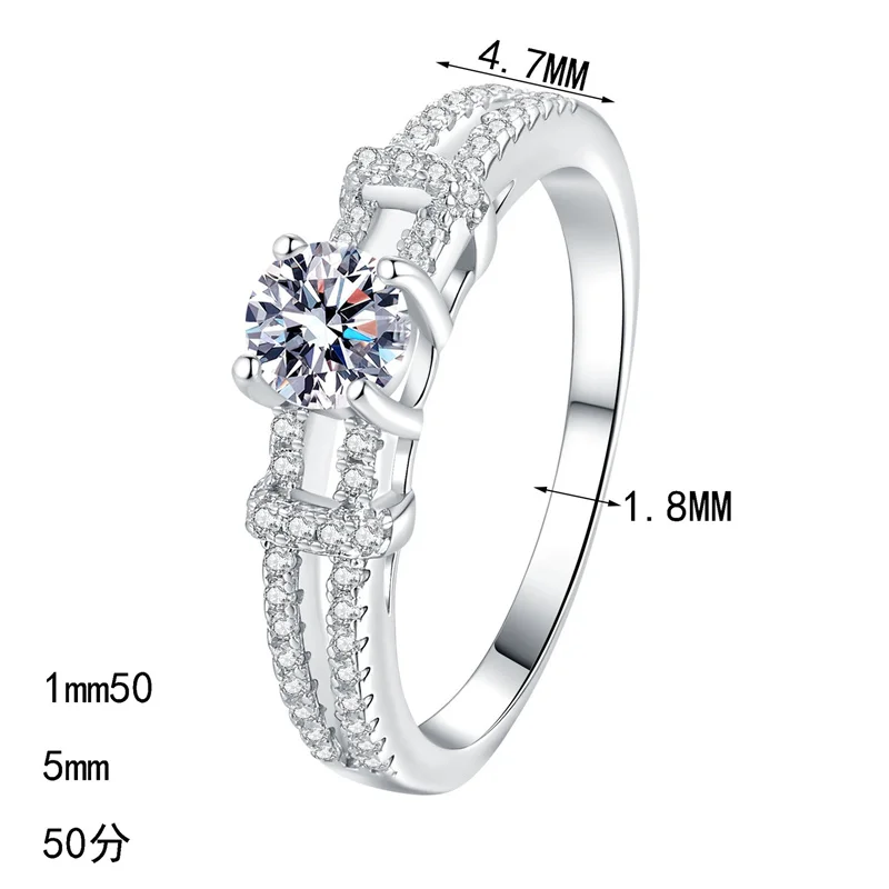 

AZF1503-J Lefei Fashion Trendy Luxury Color D Simple Classic Moissanite Double Ring For Women s925 Sterling Silver Party Jewelry