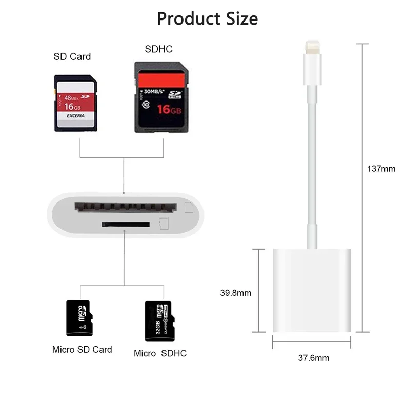For iPhone TF SD Card Reader Adapter For Apple iPhone 14 13 3.0 OTG Card Reader Camera Photo Transmission Phone Accessories