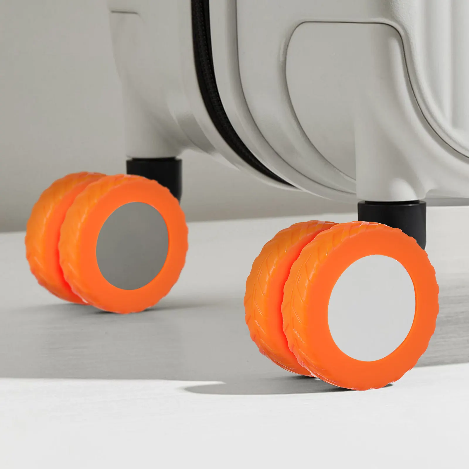 

8Pcs Silicone Luggage Wheel Covers Suitcase Wheel Protectors Noise Reduction Tread Pattern Easy Install Universal Fit Travel