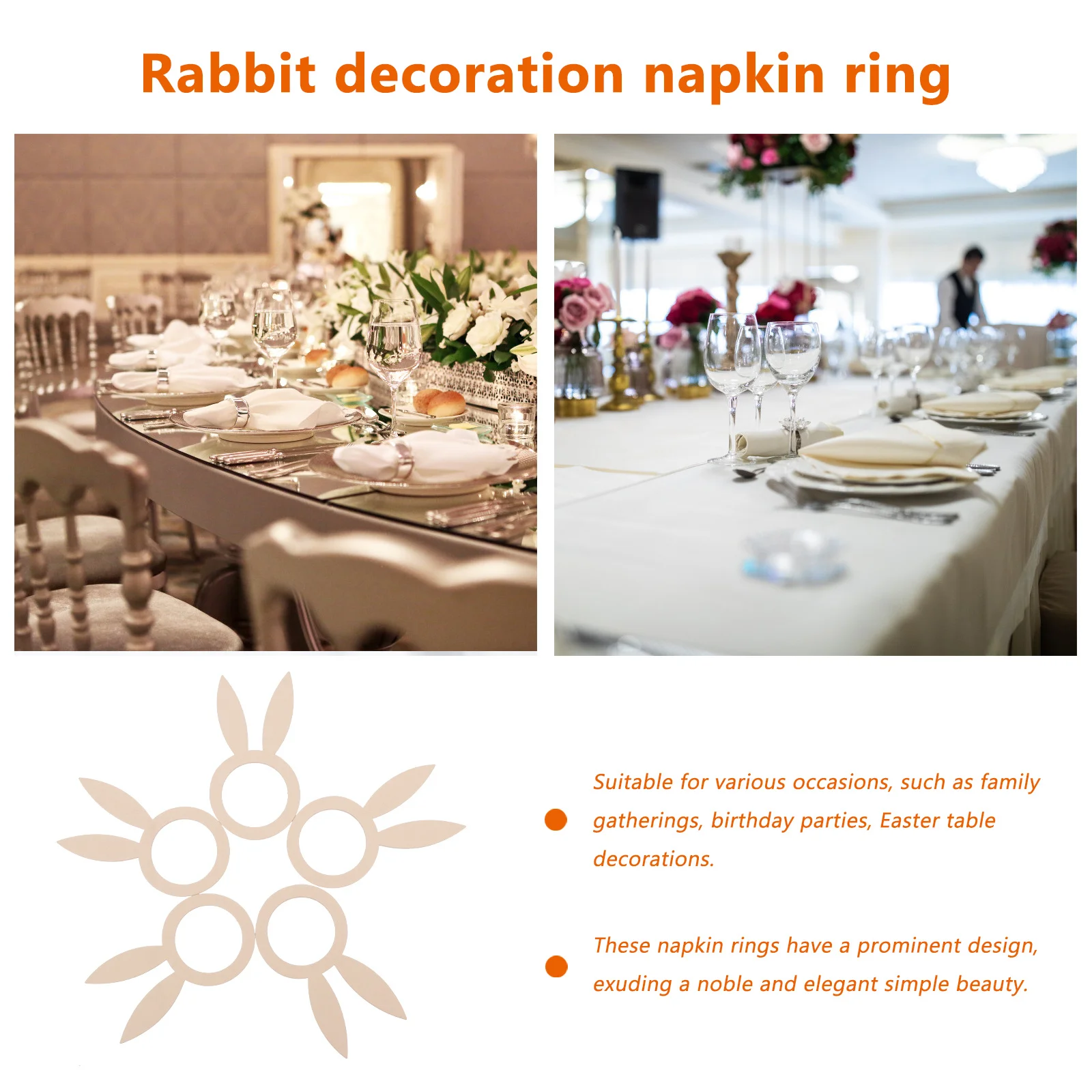 

20 Pcs Napkins Rings Elegant Clasps Easter Party Decorations Exquisite Festive Buckles Rabbit