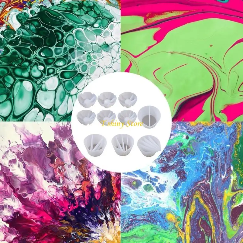N58F Silicone Split Cup 2/3/4/5 Chambers Reusable Silicone Pouring Divided Cups for Fluid Art Acrylic Paint Resin DIY Making