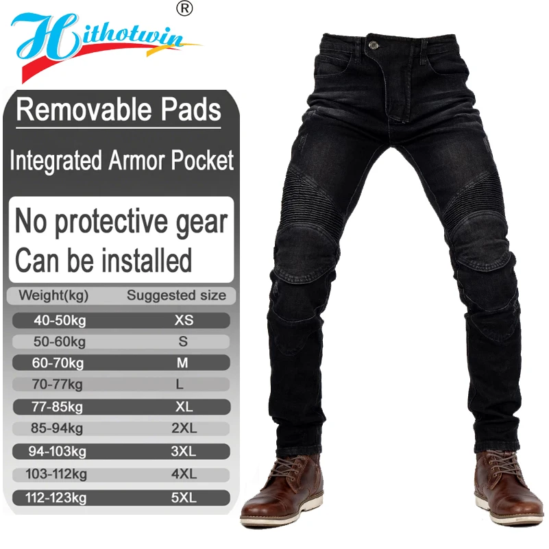 Motorcycle Pants slim fit jeans all season racing riding pants for men women with armor pockets armor not included 02