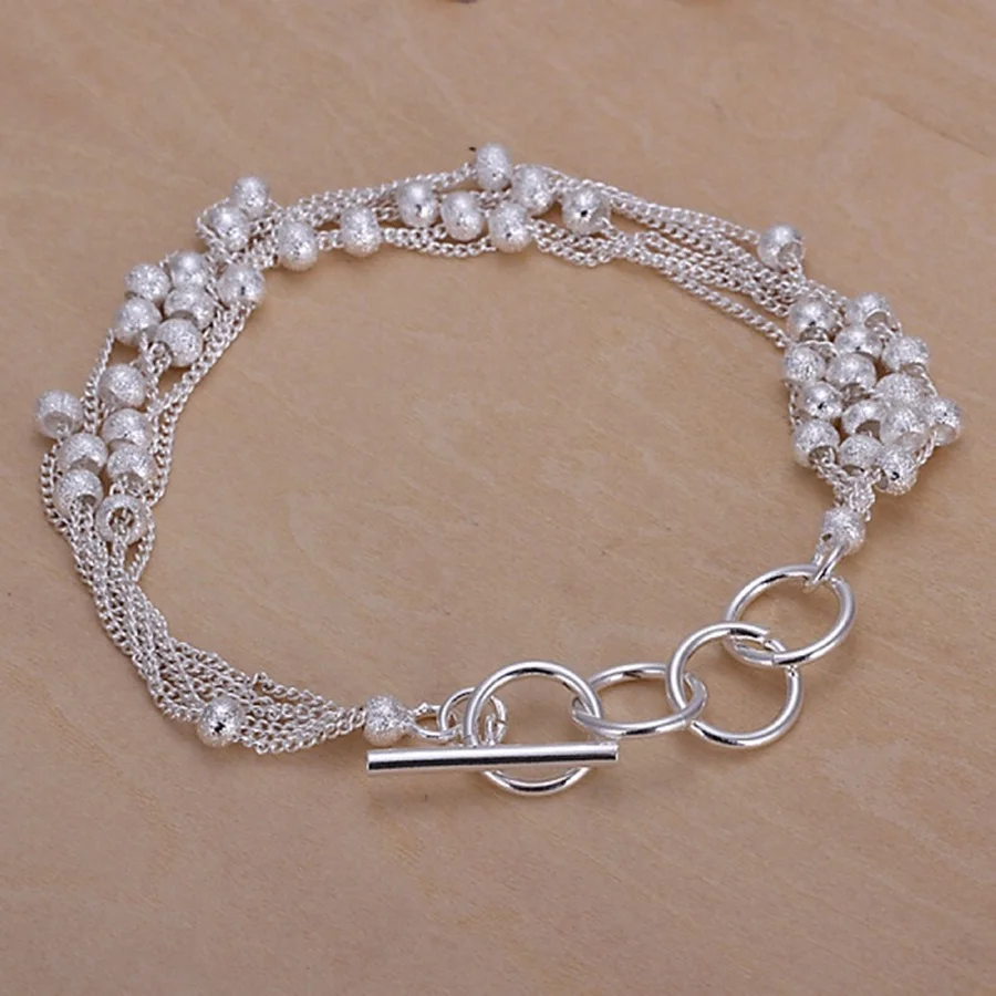 

fashion 925 Sterling Silver chain Bracelets charm Beads link women lady Jewelry High quality free shipping 20CM