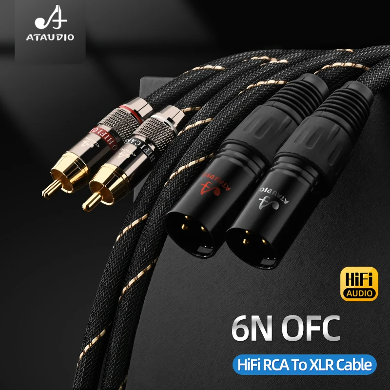 ATAUDIO High-End Audio Cables RCA to XLR Male Female 6N OFC 2RCA to 2XLR Balanced Mixing Consoler Amplifier Connection Cable