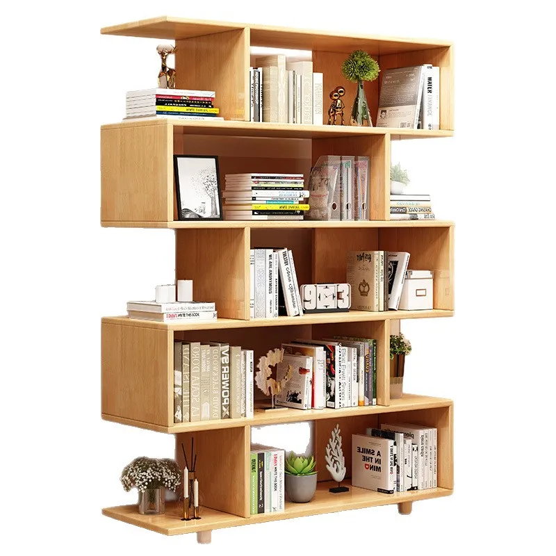 

Solid wood bookshelf simple shelf floor-to-ceiling creative home living room wall multi-layer storage rack display