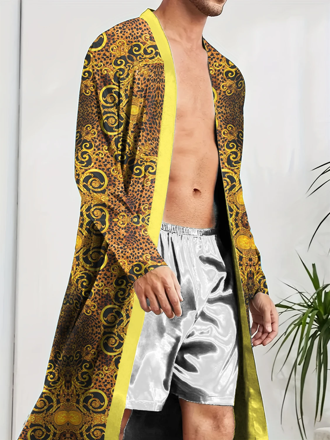 

Весенне-осенняя мужская быстросохнущая забавная ночная рубашка, повседневная ночная рубашка для душа с цифровой печатью.