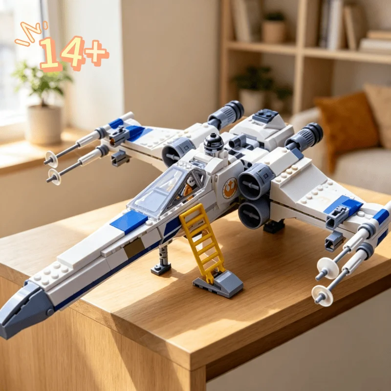 Image of Kreative DIY-Raumschiff-Bausteine 558 Teile Weltraum-Kampfthema X-Wing-Modell Heimdekoration Spielzeug Geburtstagsgeschenke für Erwachsene