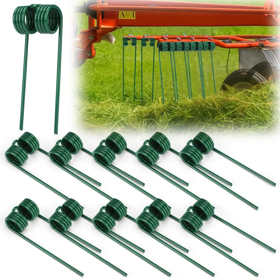 

10 шт. сменные круглые зубцы-подборщики, пружинные стальные грабли для сена, зубы для сена, зубцы для сена, длина 5,75 дюйма