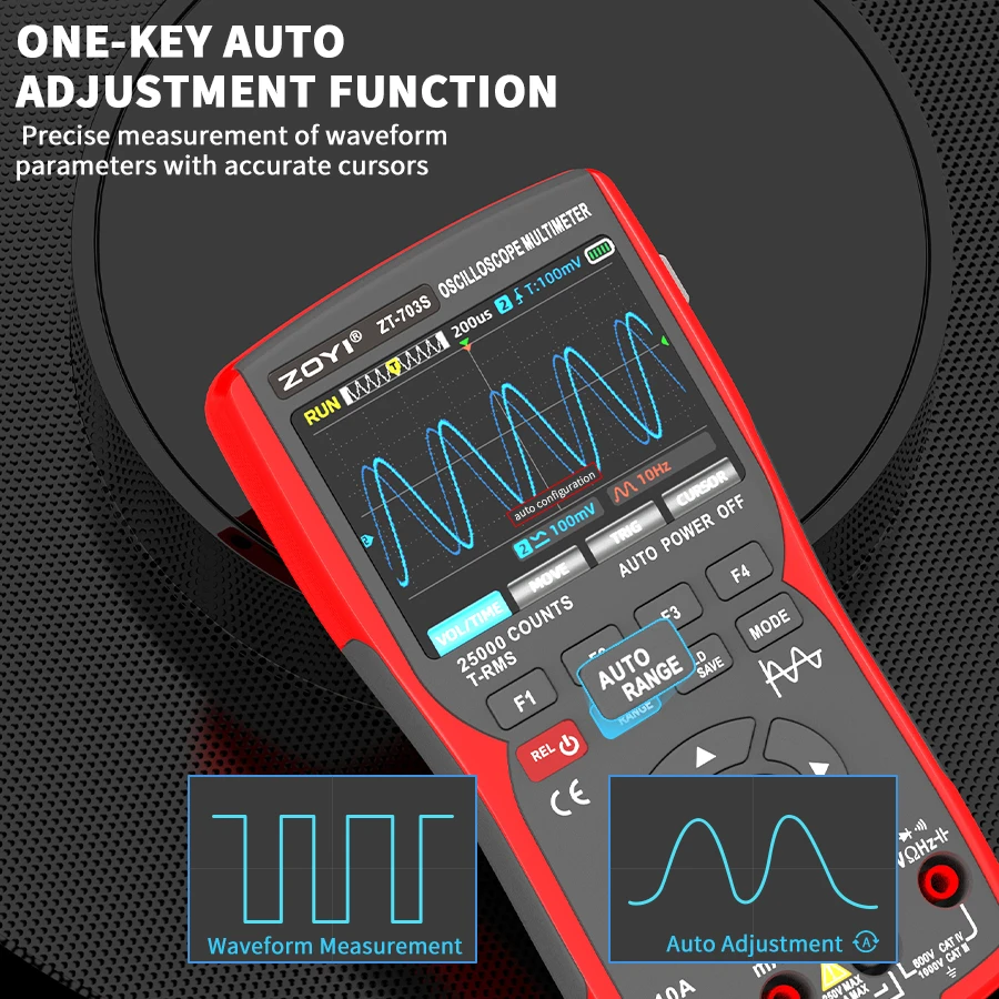 Professional ZOYI ZT703S Three-in-One Oscilloscope Multimeter Dual Channel 50MHz 280MS/S 25000 Counts Signal Generator