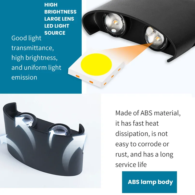 وحدة إضاءة LED جداريّة مصباح مقاوم للماء IP66 داخلي مصابيح خارجية مصابيح حديقة لغرفة المعيشة المدخل ديكور غرفة نوم Luces led الفقرة سكن