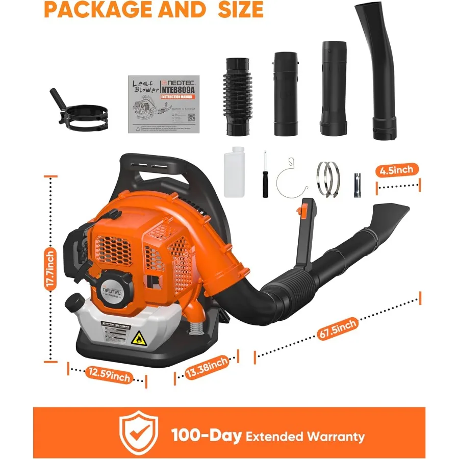 حقيبة ظهر منفاخ أوراق الغاز 52cc مع 564 CFM و216 MPH أداء نظام تسخير مريح لتشغيل مريح منخفض فيبرا