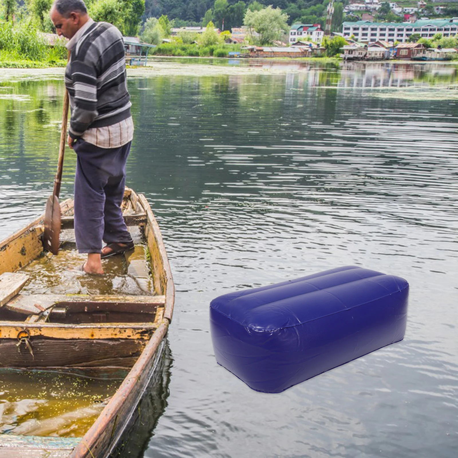 

Inflatable Boat Seat Cushion Thickened PVC Fishing Kayak Bench Foldable Outdoor Single Person Portable Flotation Pad Accessories