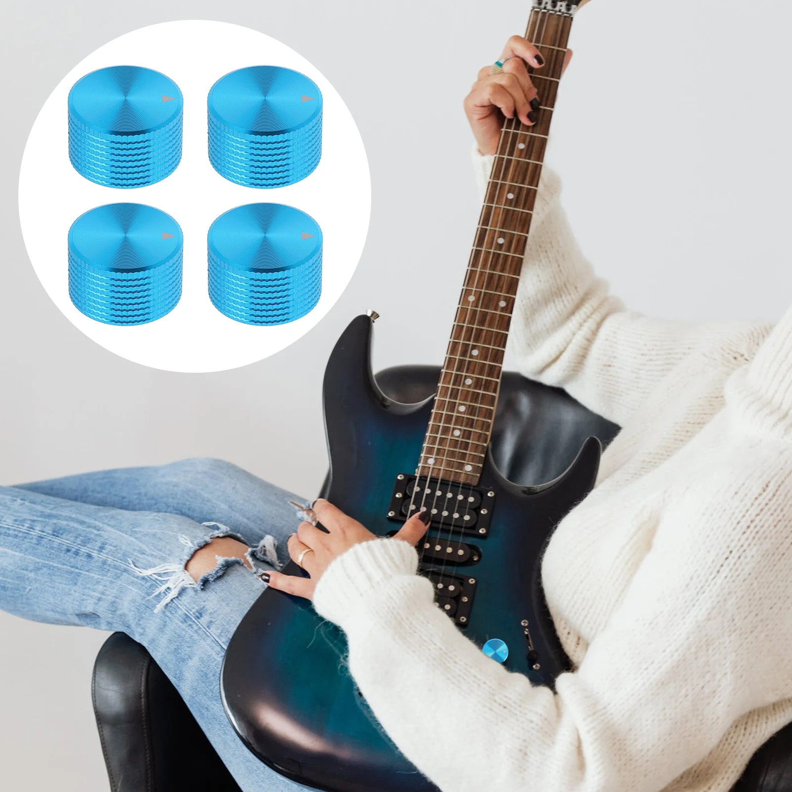 

4 Pcs Metal Knob Cap Durable Guitar Potentiometer Control Rotary Knobs for Electric Acoustic Bass Amplifier Accessories
