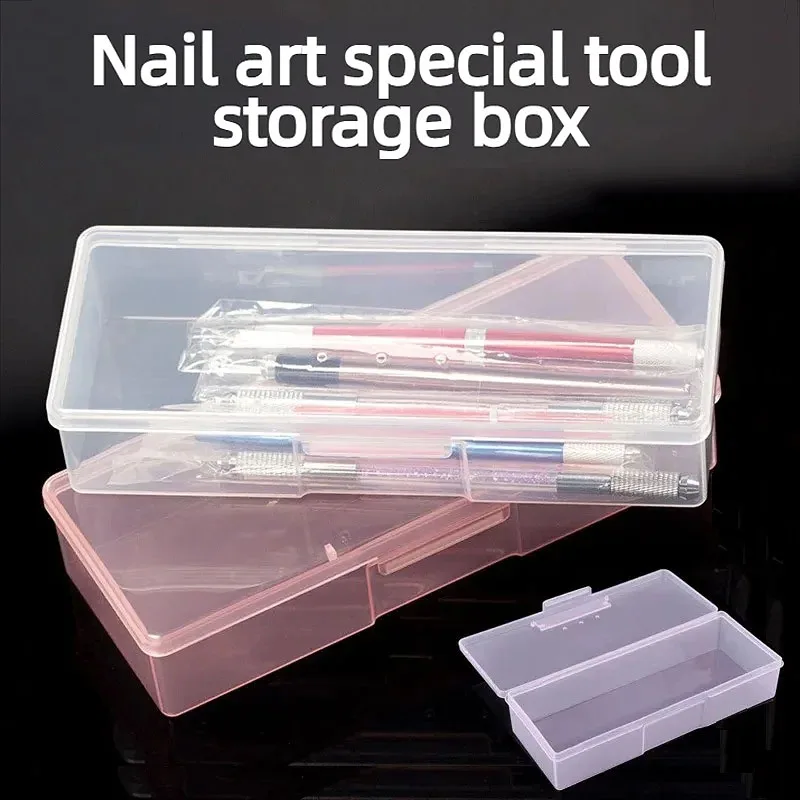 New Double-layer Nail Art Tool Box Nail Art Organizer Box Manicure Transparent Storage Box Rectangular Container MJSN10