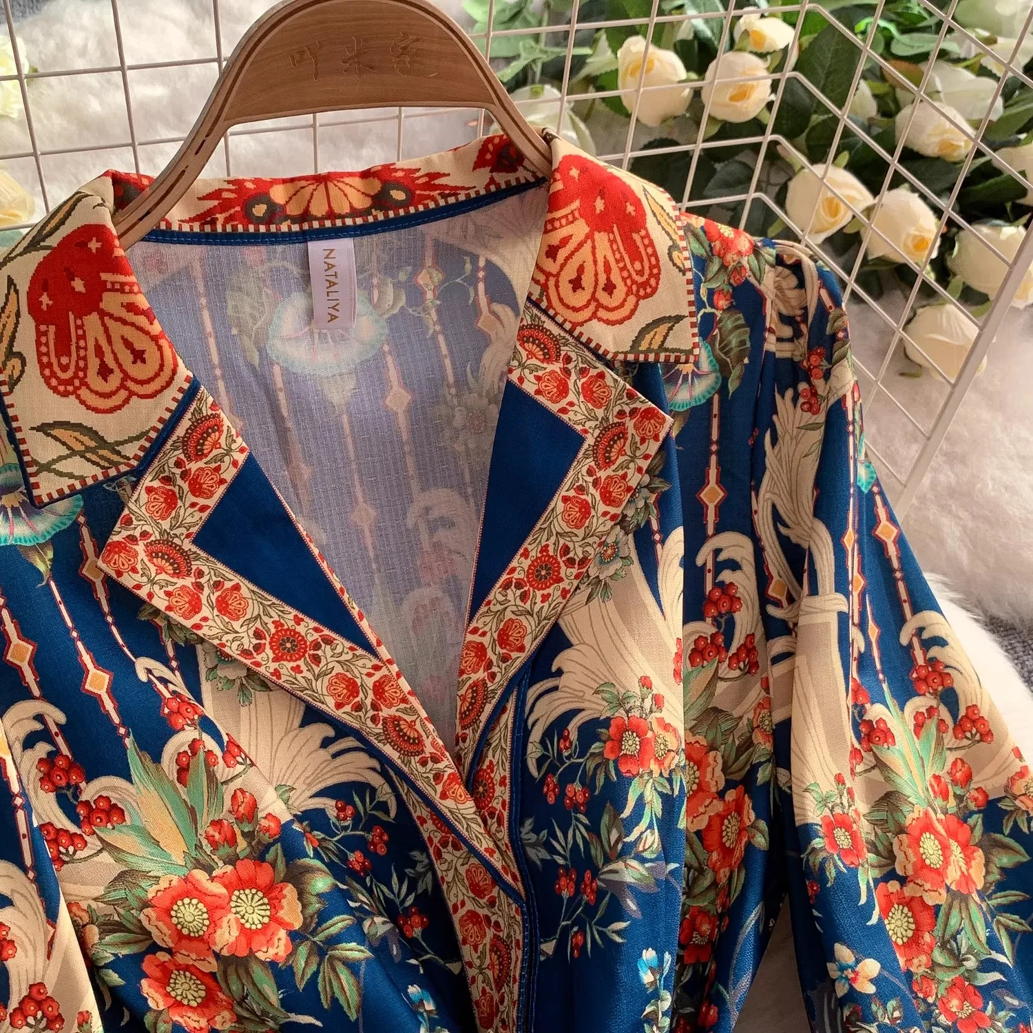 2025 Autumn Gorgeous Flower Holiday Boho Dress Women's V-Neck Long Sleeve Floral Print High Waist Belt Pleated Maxi Vestido