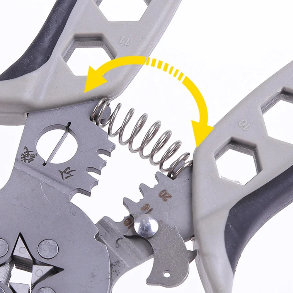 Die multifunktionale Crimpzange kann zum Trennen von Drähten, Wickeln, Abisolieren und Crimpen von Aderendhülsen verwendet werden. – Detail 8