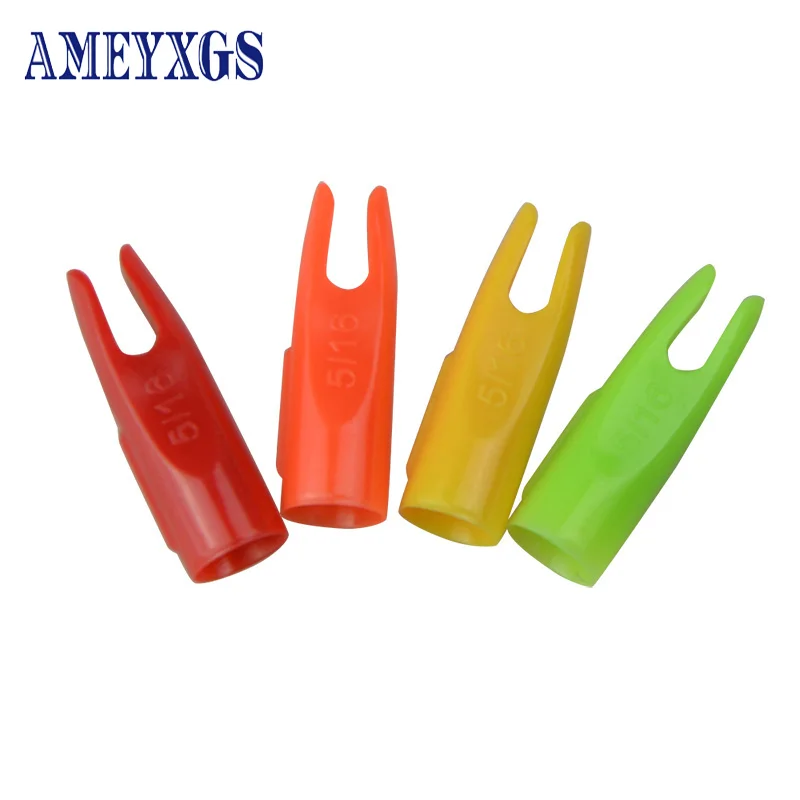 100pcs Plastic Arrow Nocks 5/16 OD 8mm Arrow Tails for 7mm Shaft Bamboo Wooden Arrow Hunting Archery Shooting Accessories