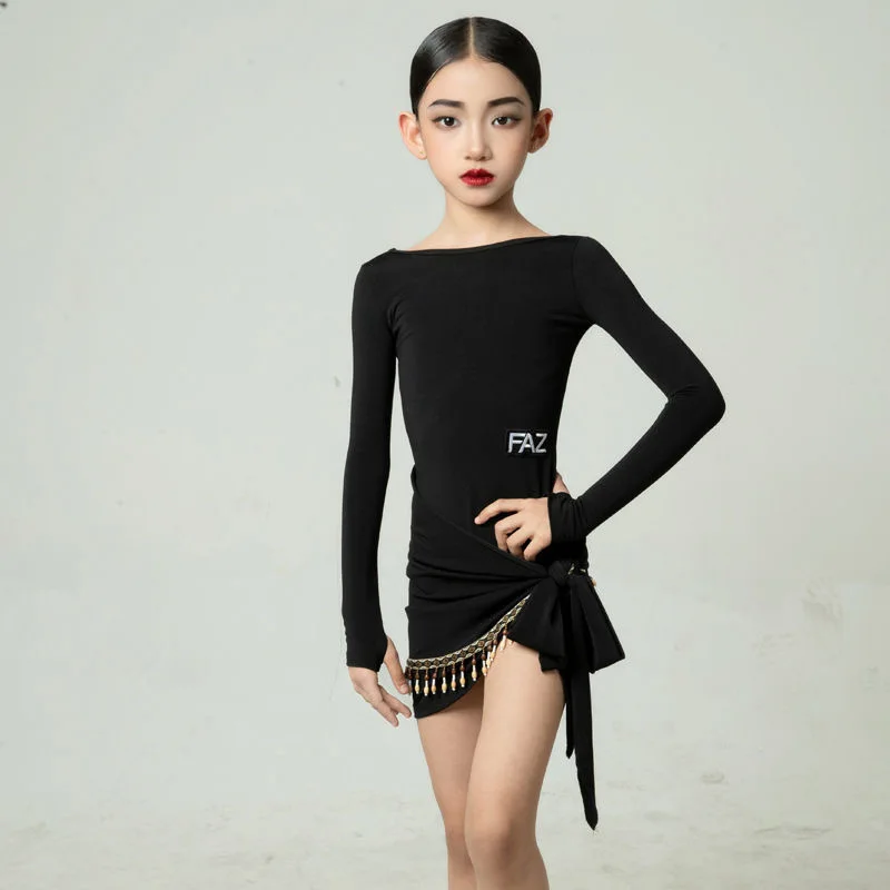 Abiti da competizione latino-americani Dancewear Linea Costume da ballo Abito da ballo latino per donna Abiti da ballo professionali Abito con frange