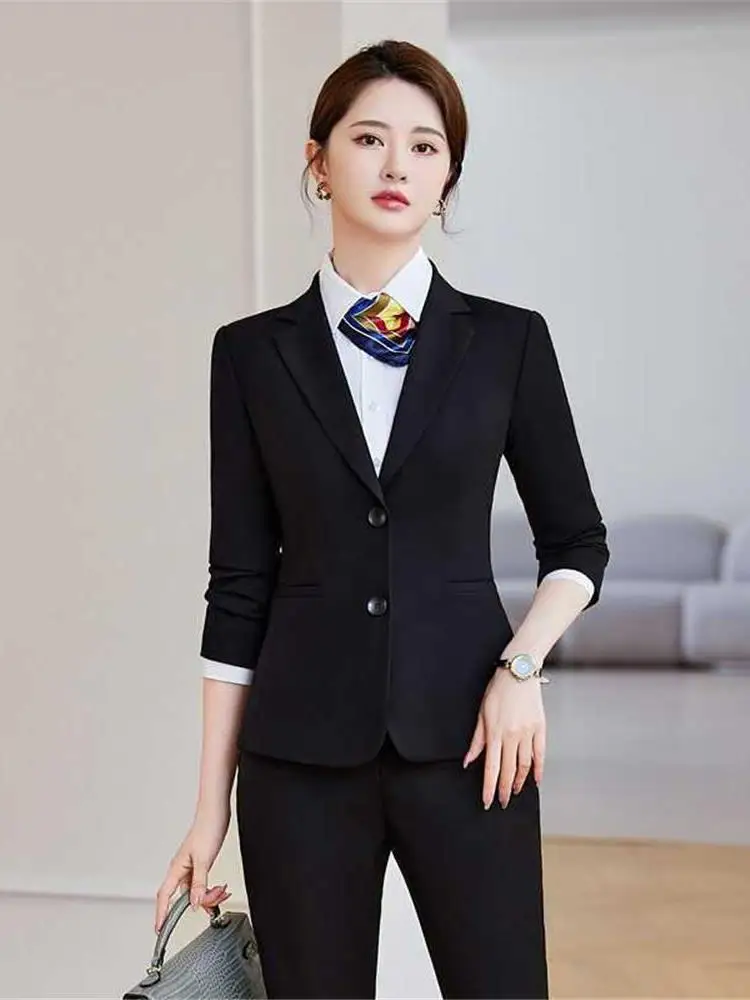

Profional Women's Autumn Winter Work orm Set Postal Savings Bank Royal Blue Career Outfit Postal Stationery orm